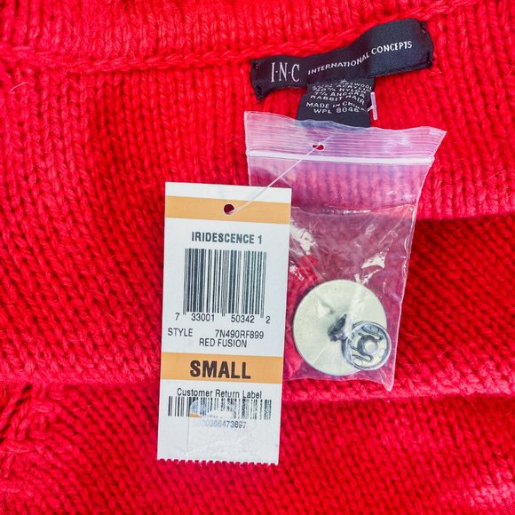 Women's Classy Knit Button Down Sweater INC Lipstick Red Light Jacket Small - Picture 8 of 12